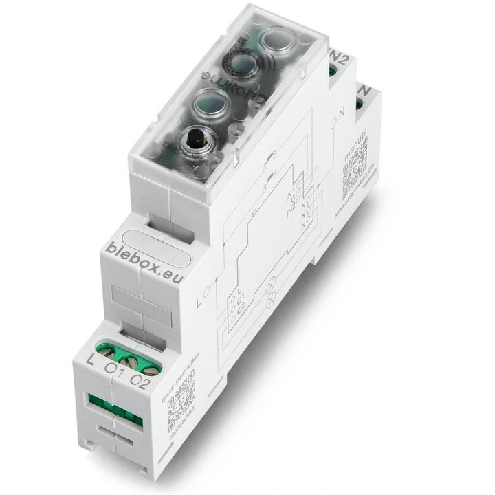 Модул реле switchboxD DIN, BleBox, двоен, 2x5A, 230V, 90x17,5x64,5mm