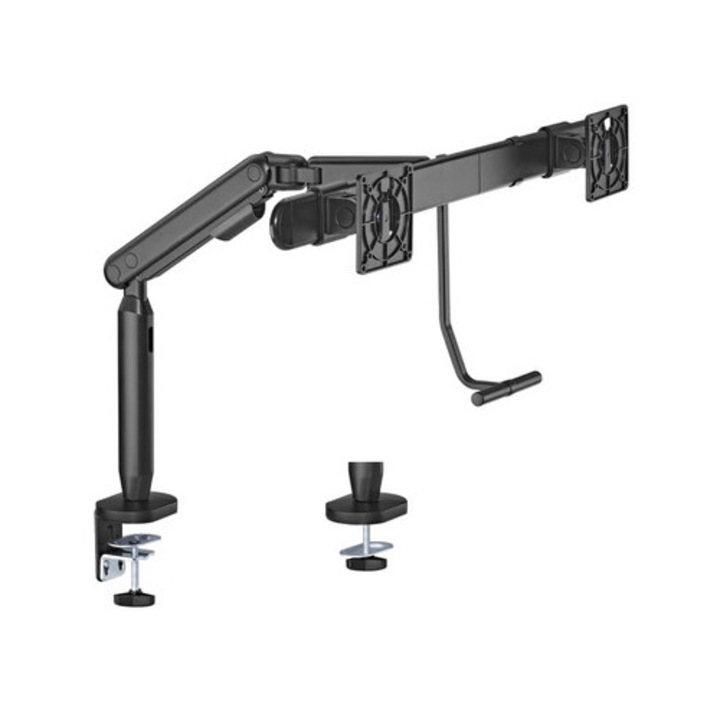 Следваща регулируема стойка за бюро за 2 монитора Spacetronik, 17"-27", черна, 822x622x656 мм