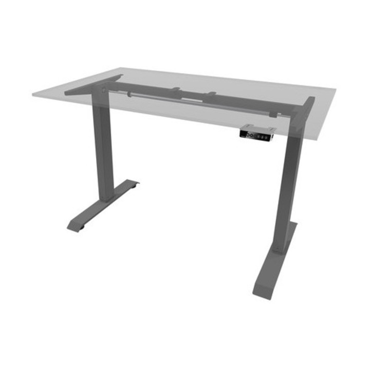 Stelaj birou electric Spacetronik SPE-141G, 2-stopniowy, inaltime reglabila 70-118 cm, culoare gri, capacitate 80 kg