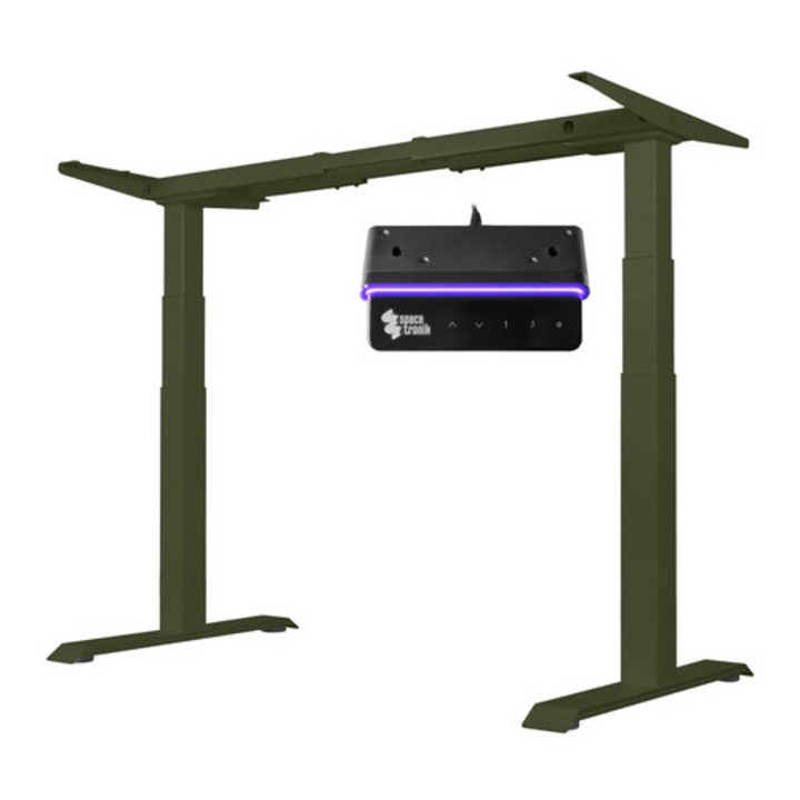 Stelaj birou electric Spacetronik SPE-232OO, inaltime reglabila 62,5-127,5 cm, capacitate 140 kg, culoare oliiva, 105x180 cm