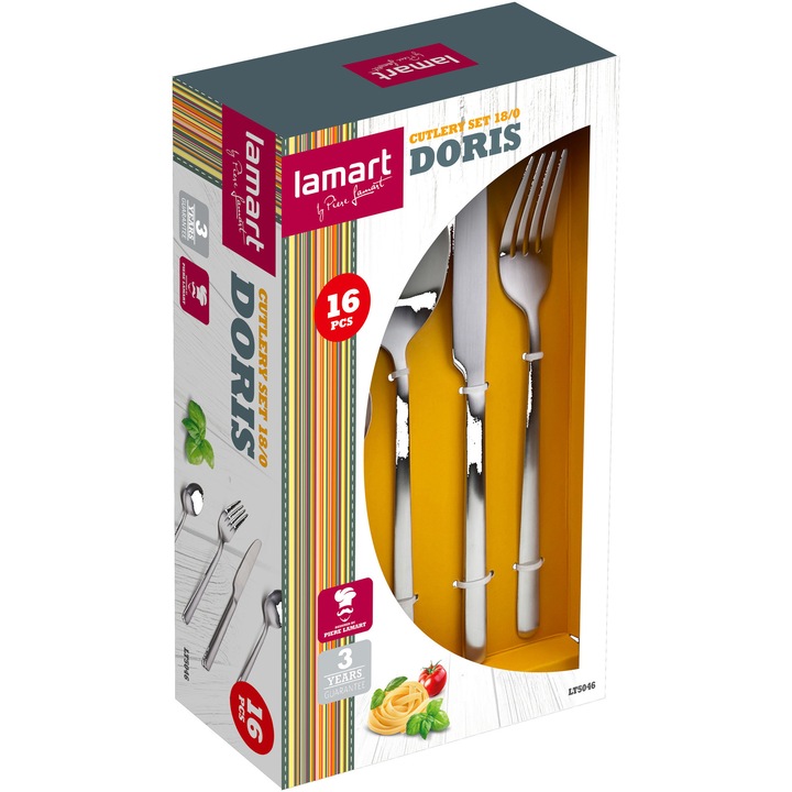 Lamart Doris 16 darabos evőeszközkészlet, 18/0 rozsdamentes acél