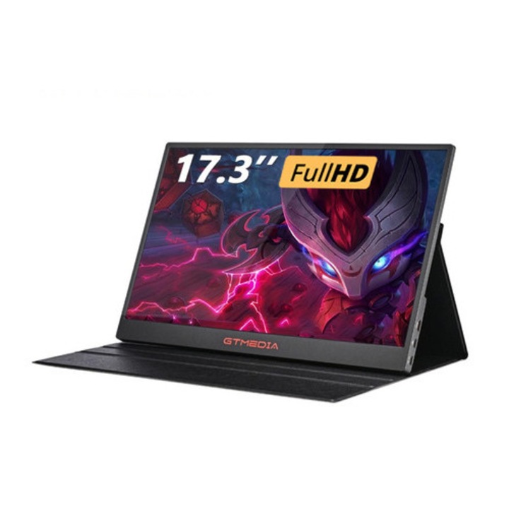 Monitor portabil GTMEDIA 17,3 inch, FullHD 1080p, IPS, 60Hz, 2x USB-C, Mini HDMI