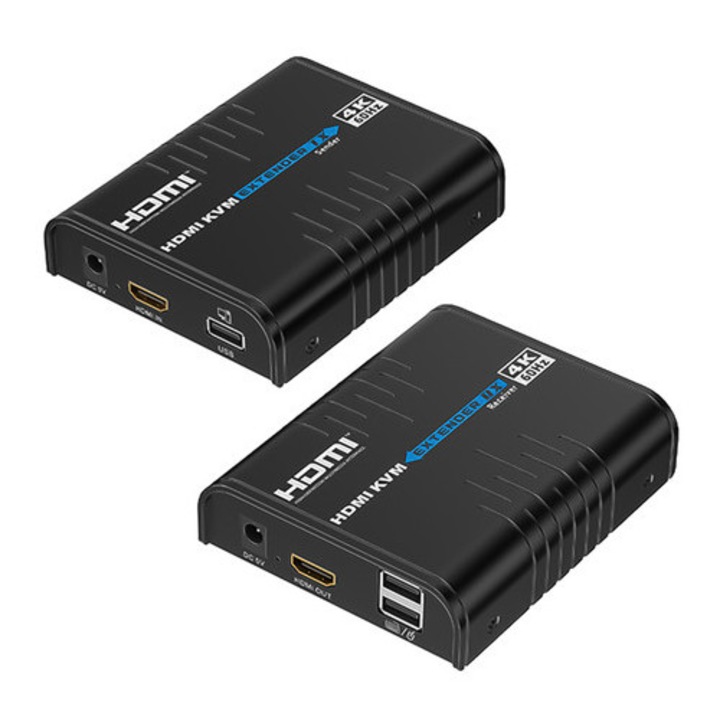 Convertor semnal HDMI la IP SPACETRONIK, set cu receptor RX, rezolutie 1080p, distanta maxima 120m, 110x58x26mm