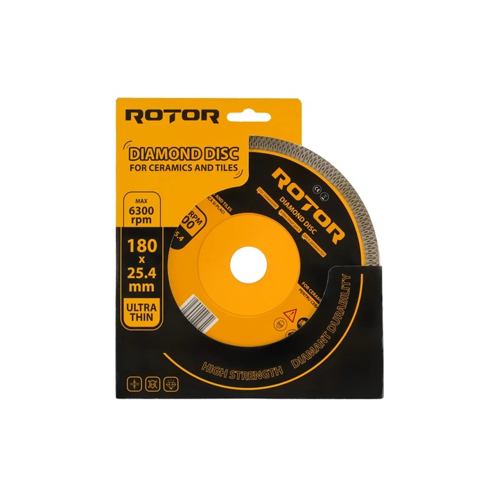 Disc diamantat pentru ceramica ultra subtire ROTOR 180*25, 4