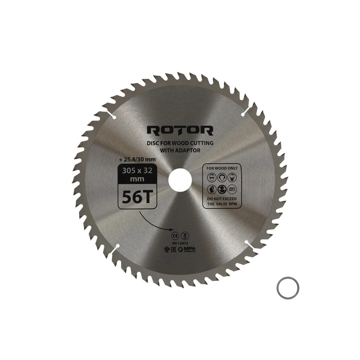 Disc taiat lemn ROTOR 305*32/30/25, 4 cu adaptor 56T