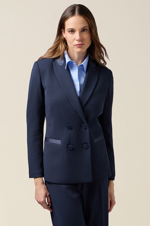 Oltre, Sacou cu doua randuri de nasturi si buzunare cu refilet, Bleumarin