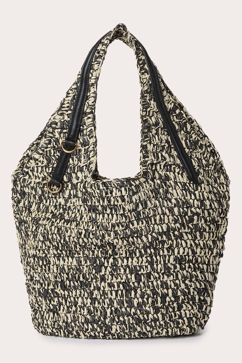 Motivi, Geanta de umar cu detalii de piele ecologica, Alb fildes, Negru