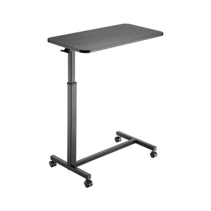 Masa reglabila Spacetronik Buddy Lite, 76x39cm, inaltime 71-110cm, neagra, cu roti blocate, utilizare acasa sau birou