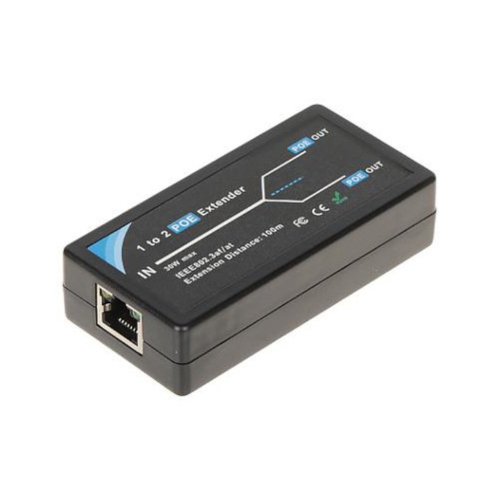 PoE Extender kapcsoló 3-portos PFT1320, 1x RJ45, 2x RJ45, 15.4W, 88x44x22mm