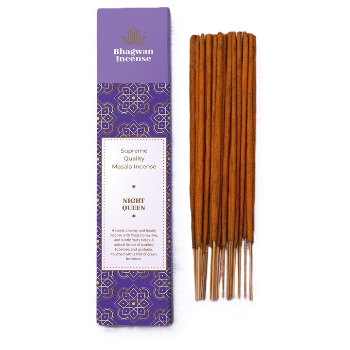 Illatos füstölőpálcika, Bhagwan Incense, Éj királynője, 15g, természetes, édes