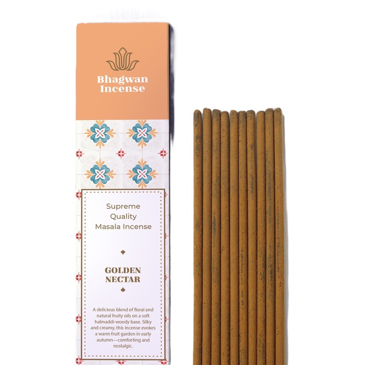 Illatos füstölőpálcikák, Bhagwan Incense, Arany Nektár, 15g, masala, természetes, kézműves