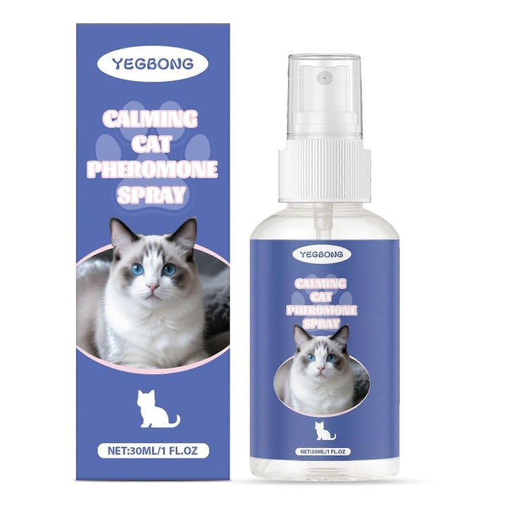 Спрей за котки Yegbong, успокояващ тревожността, намаляващ драскането, 30 мл