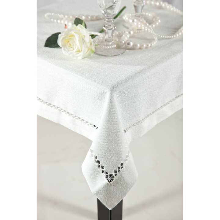 Obrus decorativ set EMILY 140x180cm, alb