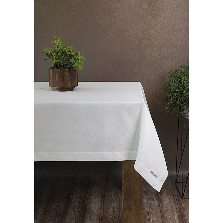Obrus decorativ set ELLEN 145x280cm alb cu puncte argintii
