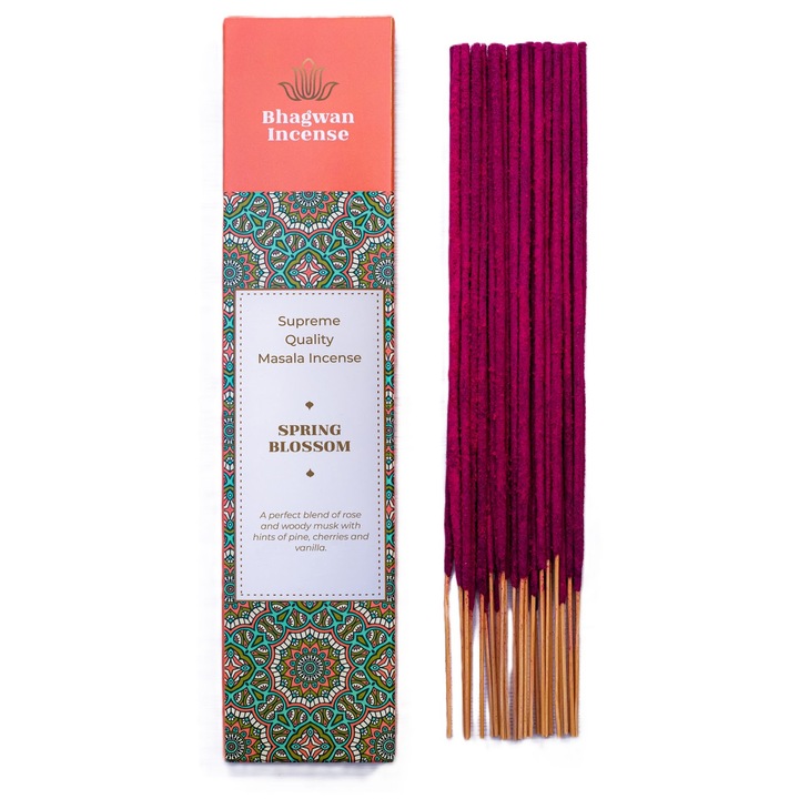 Illatos füstölőpálcikák, Bhagwan Incense, Tavaszi Virágok, 15g, természetes tömjén, kézzel sodort