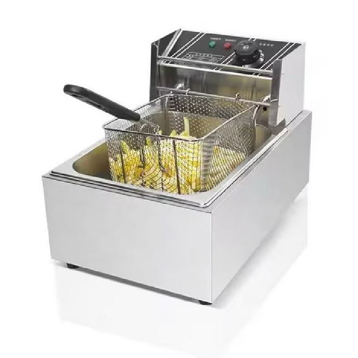 Friteuza Electrica Profesionala 6, 5L Din Inox SUPER TRENDS®, 2500W, 29×46×31 cm, Argintie