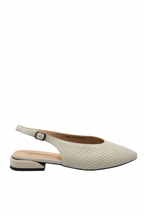 Pantofi decupati Anna Viotti crem din piele naturala cu aspect perforat GOR5029, Crem