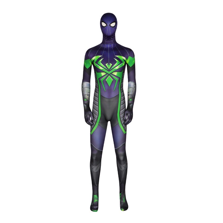 Costum de carnaval Spider-Man, versiune verde Miles Morales, marimea S
