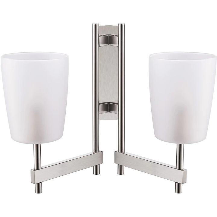 Aplica dubla GoodHome Quadryx, E14, 28W, alb/argintiu