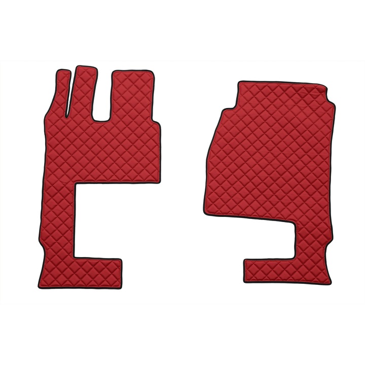 Camion Set covorase podea (sofer + pasager), F-CORE, pentru MERCEDES ACTROS MP 4 01.11-12.18, ACTROS MP 5 01.19-, Cabina 250cm, Pasager pliabil, Rosu