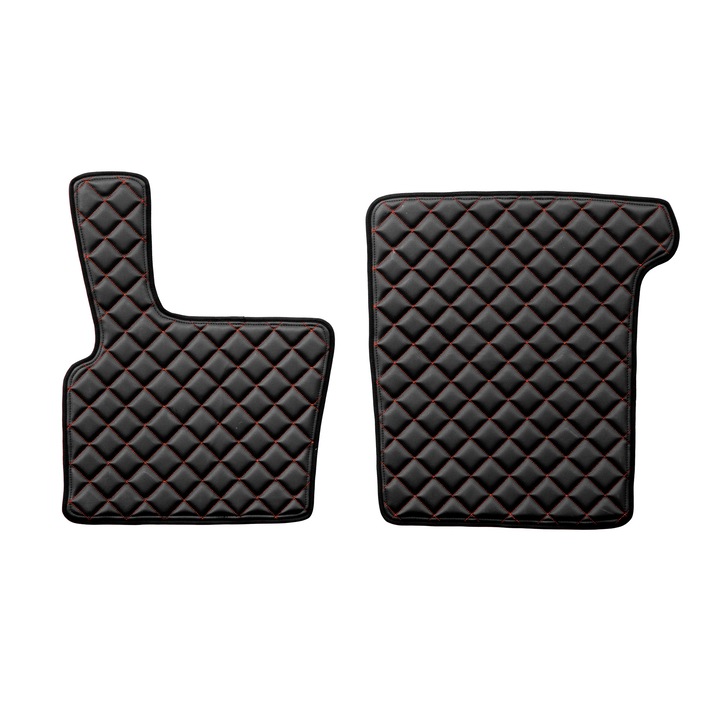 Camion Set covorase podea (sofer + pasager), F-CORE, pentru DAF XF 95 01.97-12.05, Negru/Rosu