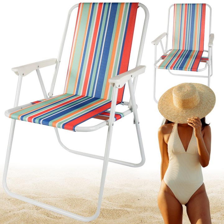 Scaun pliabil multicolor plaja, gradina, usor pentru cort de camping