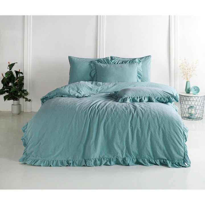 Ágynemű, Limasso, Ásványkék, 100% pamut, 220x200cm, 2x70x80cm, szett