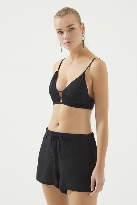 Just Like You, Pantaloni scurti de baie din lyocell cu snur, Negru stins