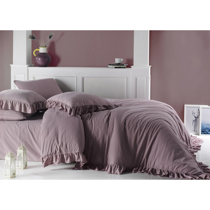 Ágynemű, Limasso, 160x200cm, 100% pamut, fodros, Stonewashed színű színű