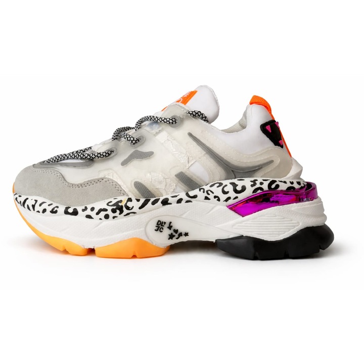 pantofi dama alb orange exquily 1, Alb/Galben/Mov