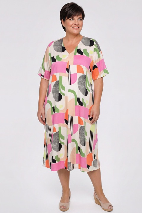 Tobbszinu geometrikus mintas ruha