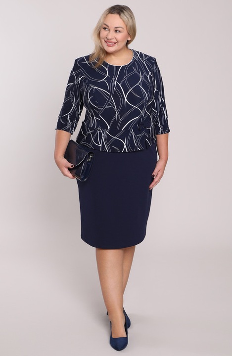 Rochie bleumarin model alb 46