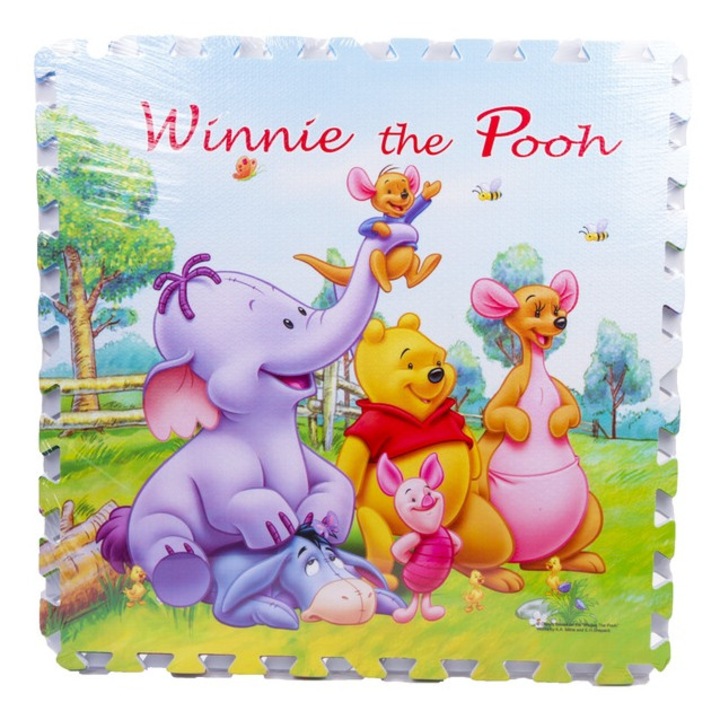 Puzzle covor Disney Winnie the Pooh, set 4 piese, multicolor, 61x61cm