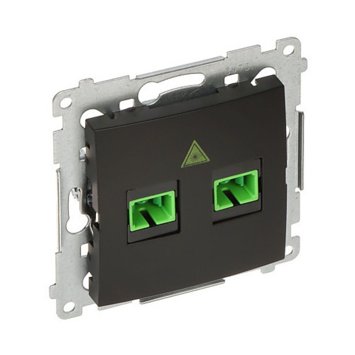 Priza dubla SC-APC, Kontakt Simon, montaj sub tencuiala, 2 guri, negru mat