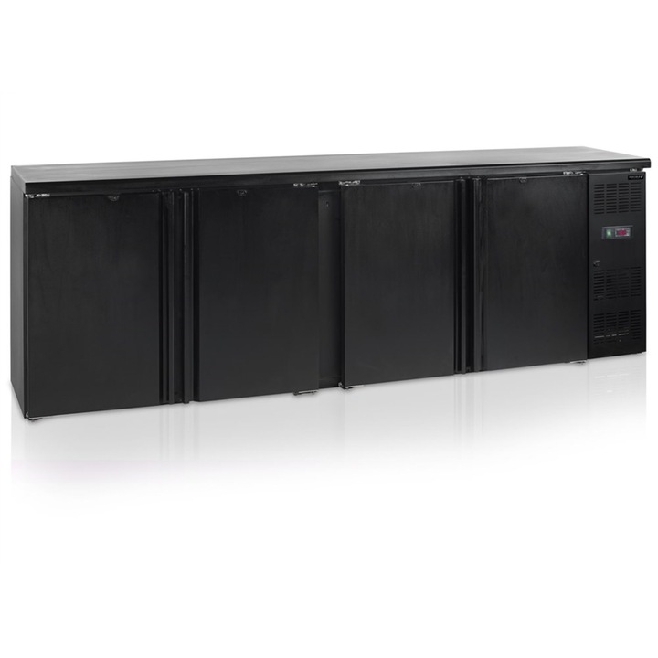 Backbar Tefcold CBC410, 4 usi cu balamale, 630/605L, +2/+10°C, R290, Negru, 2542x513x860 mm