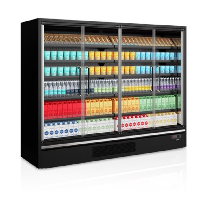 Racitor Tefcold GP26FGD, 4 usi sticla, 2887/1258L, -1/+5°C, R290, Negru RAL9005, 2580x740x2040 mm