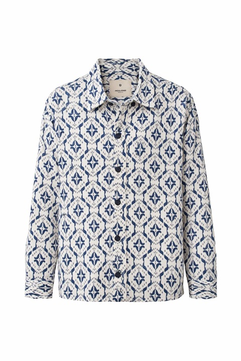 Cămașă Jack & Jones, alb-albastru, bumbac, mărime L INTL