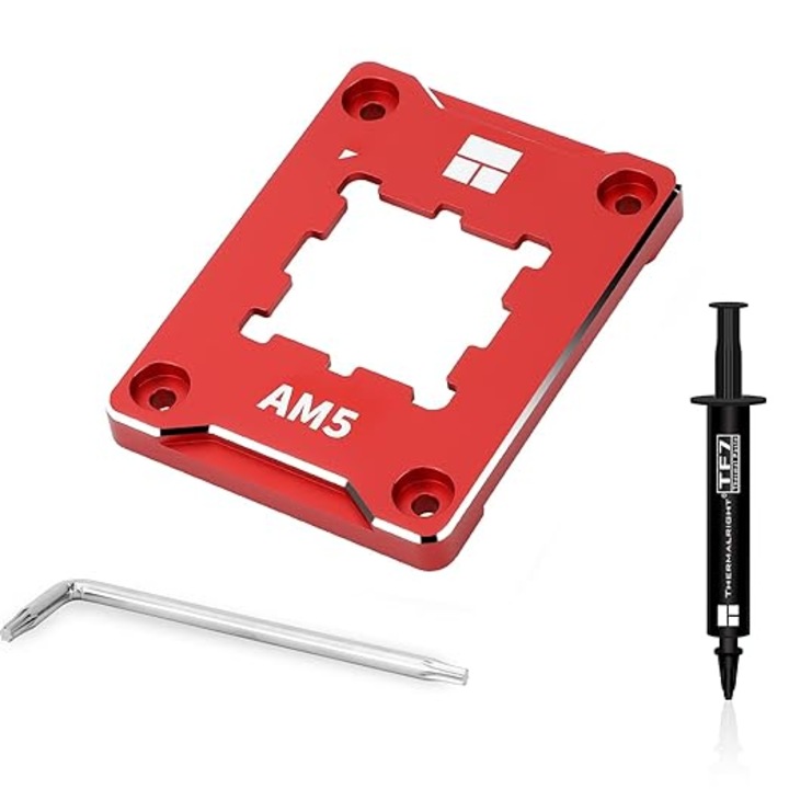 Kit de fixare anti-indoire, Rama corectoare anti-indoire complet compatibil AM5, Montaj fara urme, Suport stabil CPU cooler standard, Aluminiu robust, OUYLAF, Culoare rosu