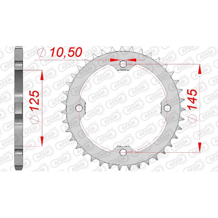 Zebatka spate AFAM 36z pentru Yamaha RAPTOR 250 350 700 450 YFZ, set consumabile moto