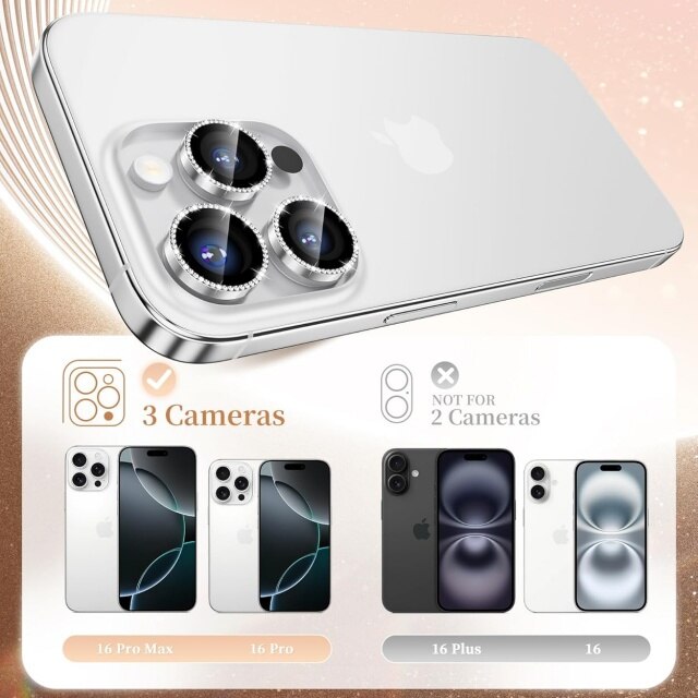 Protectie camera pentru iPhone 16 Pro/16 Pro Max, 4 folii din sticla securizata 9H, transparent, set complet