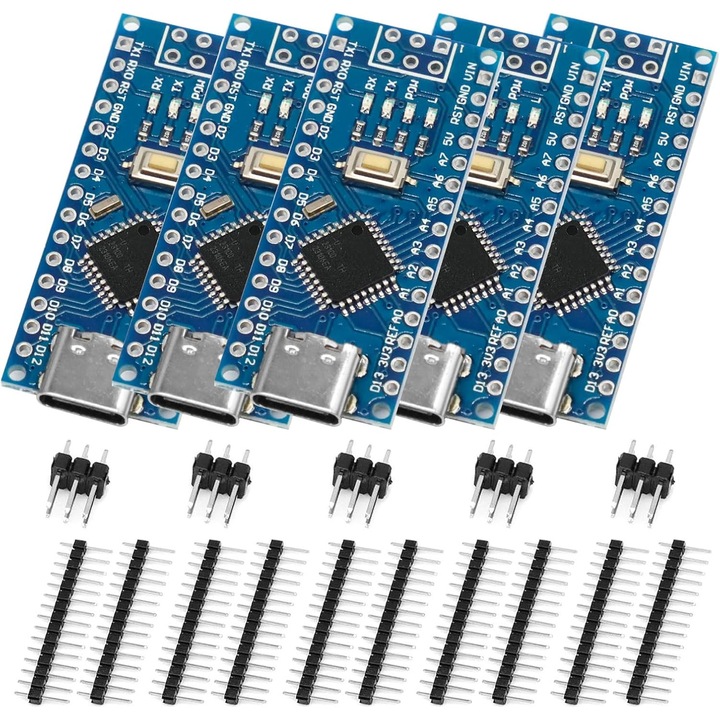 5 броя платка с USB-C, 100% съвместима с IDE, подходяща за DIY проекти, електронно обучение, роботика и бързо прототипиране, OUYLAF, синя