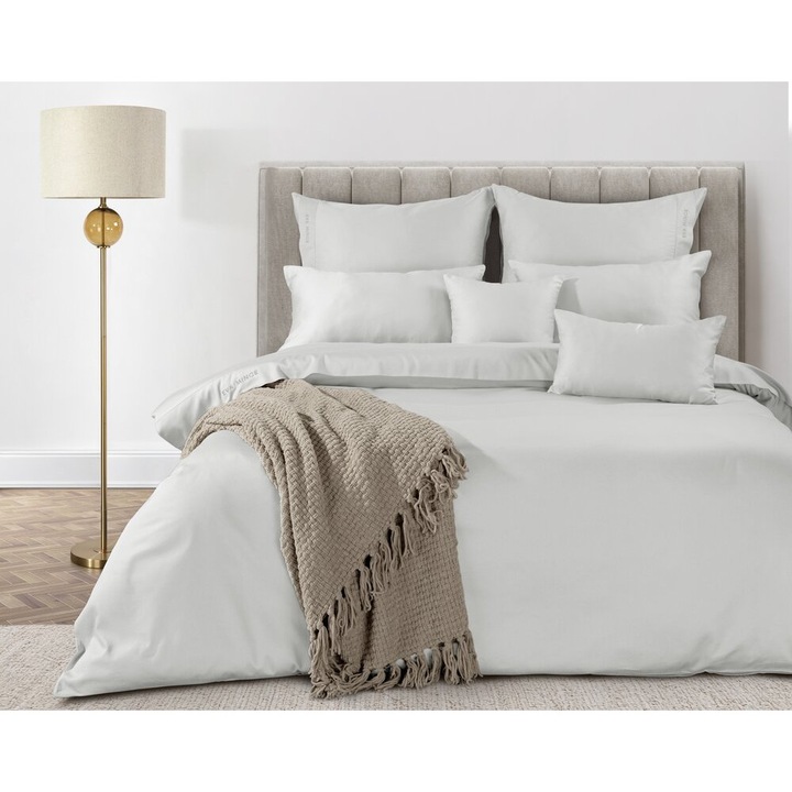 Lenjerie de pat, Eurofirany, Eva Minge, 220x200cm, alb, cu logo brodat, set