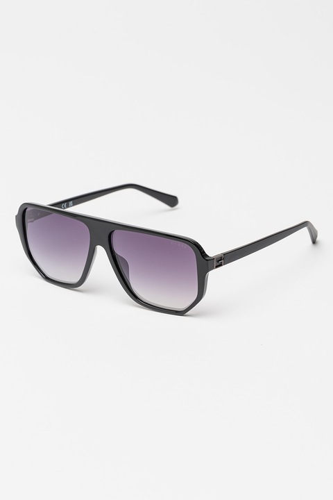 GUESS, Ochelari de soare shield cu lentile in degrade, 60-13-145, Negru