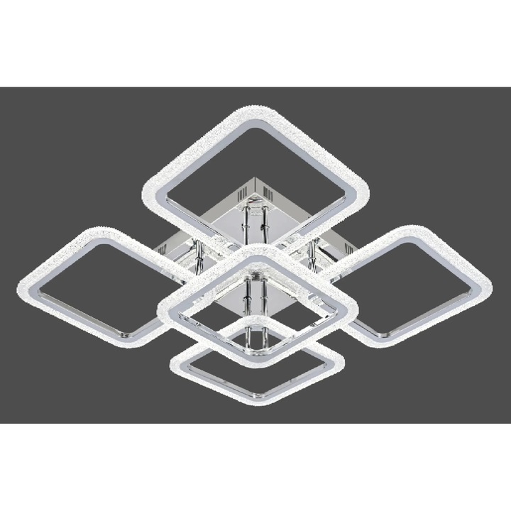 LED люстра RFAN, Модел R9181/4+1, с дистанционно управление, 3 вида светлина, регулируема интензивност, 130W, сребрист