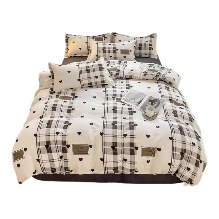 Krém paplanhuzat nyomtatott mintával, poliészter anyag, mérete 153*203 cm