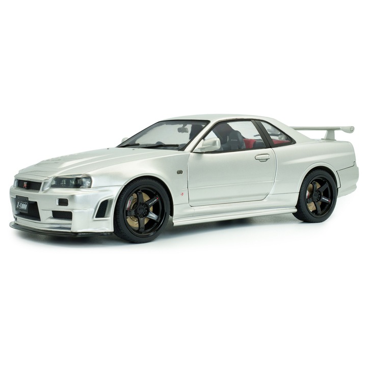 Nissan Skyline GT-R Z Tune/ R34 autómodell, 1:18, ezüst metál, Solido