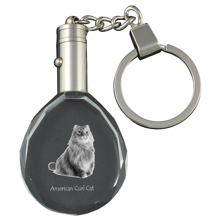 Kristály kulcstartó, Art-Dog, macskás kulcstartó, világító, 40x35x10mm, ajándék szett