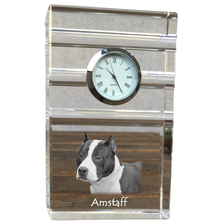 Ceas decorativ, Art-Dog, cristal, personalizat cu fotografie, 14x8,6x2,4cm