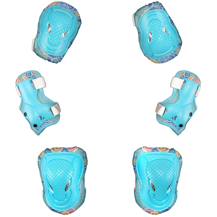 Set protecții copii Action One Joy, genunchiere, cotiere, palmare, mărimea S, albastru