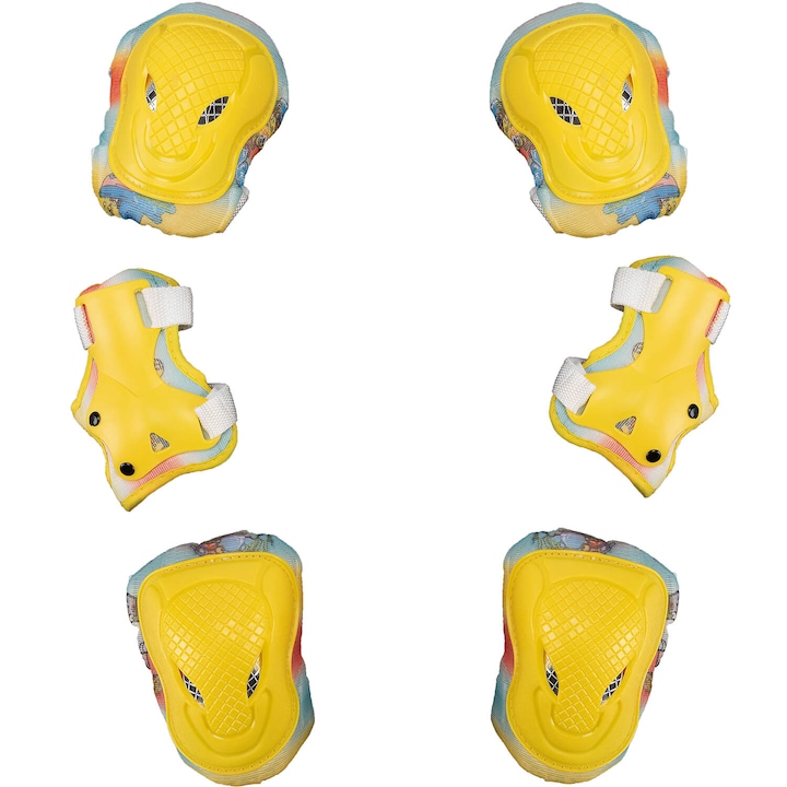 Set protecții copii Action One Joy, genunchiere, cotiere, palmare, galben, mărimea S